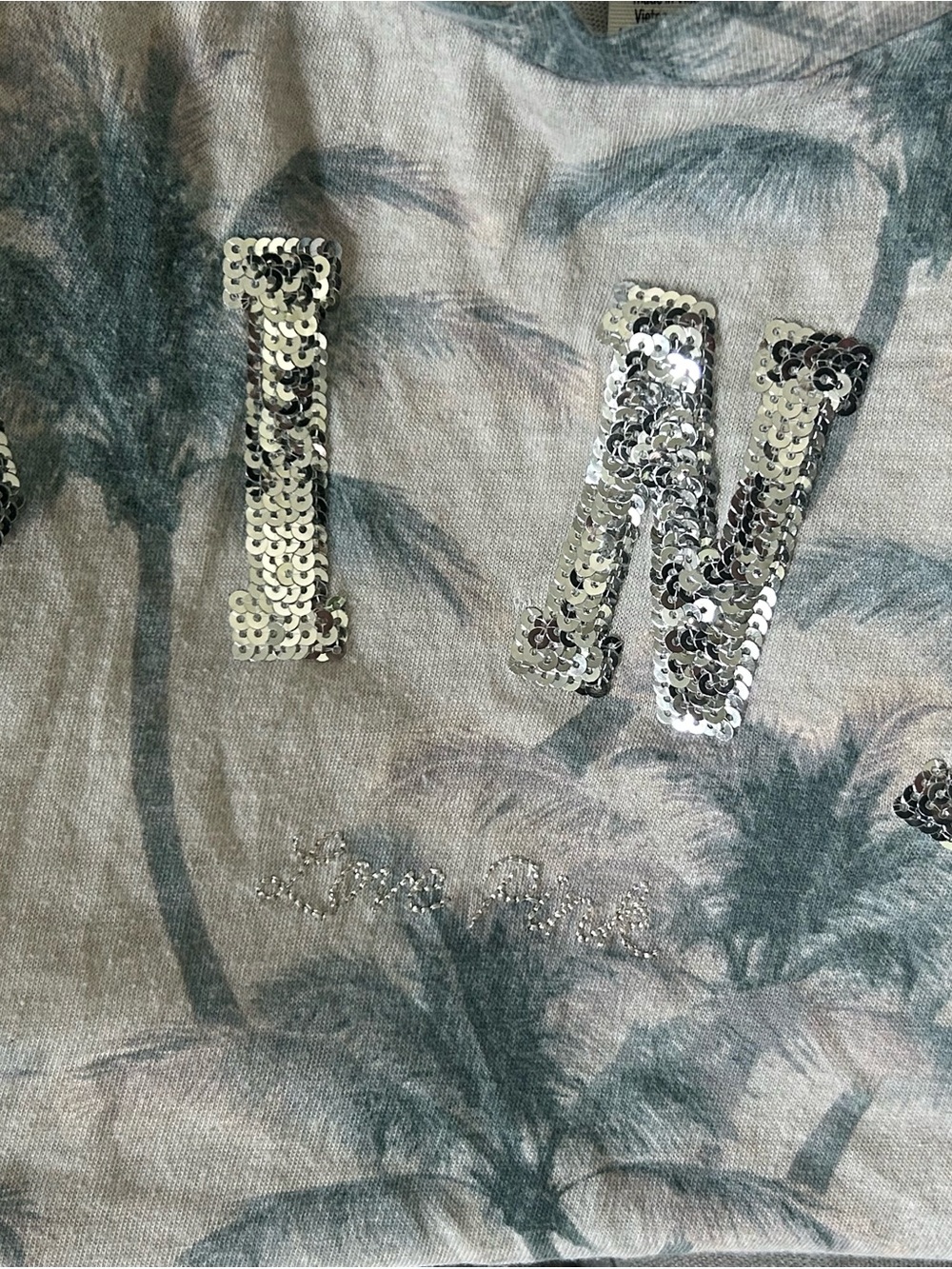PINK Victoria's Secret Silver Sequin Logo Palm Tank